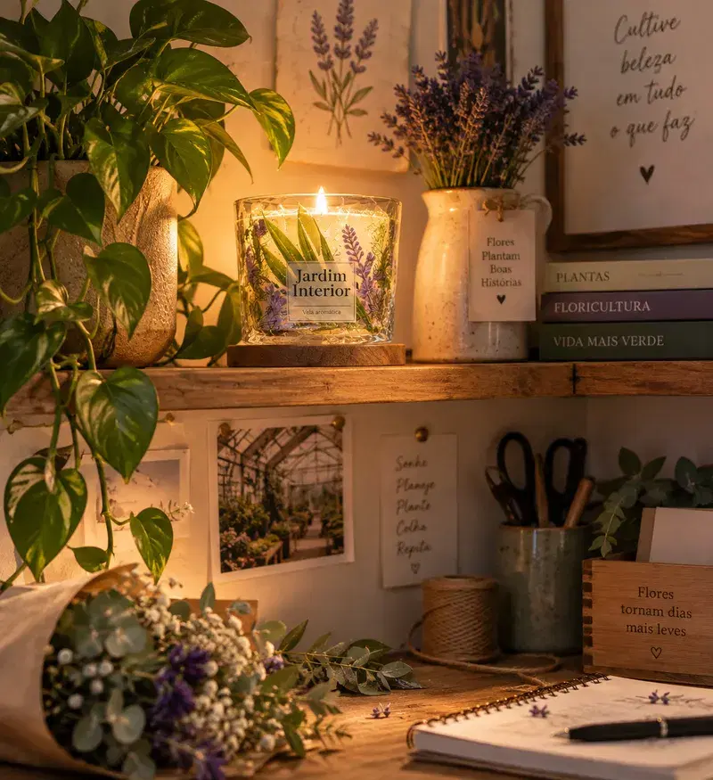 Floricultura Aconchegante com Vela Botânica