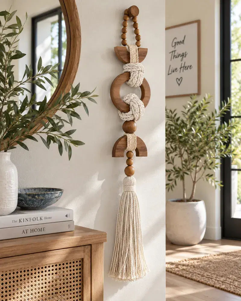 Enfeite Boho de Parede em Macramê