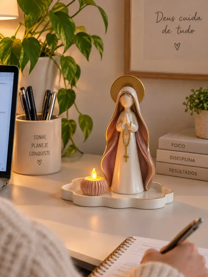 Imagem religiosa 3D na bancada de trabalho
