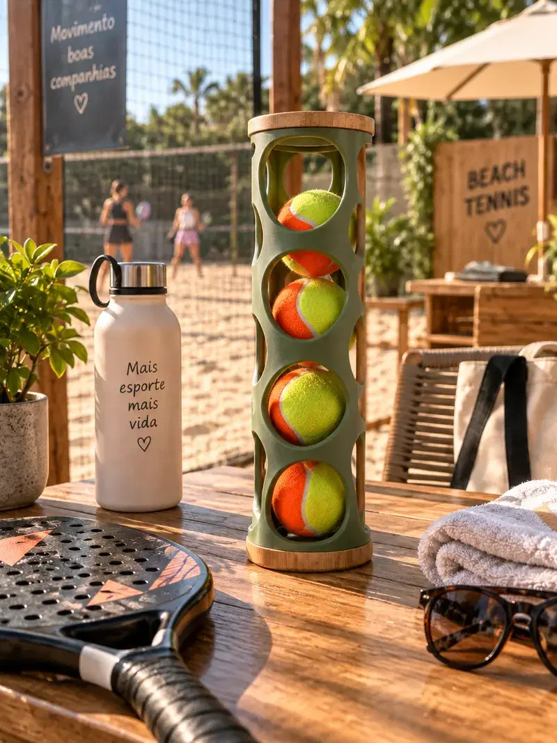 Porta-bolinhas na quadra de beach tennis