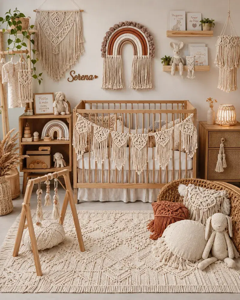 Quarto de Bebê Boho com Macramê