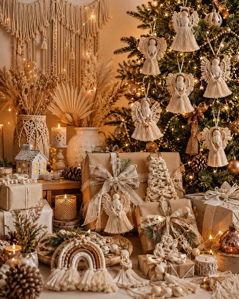 Natal Artesanal com Anjos de Macramê