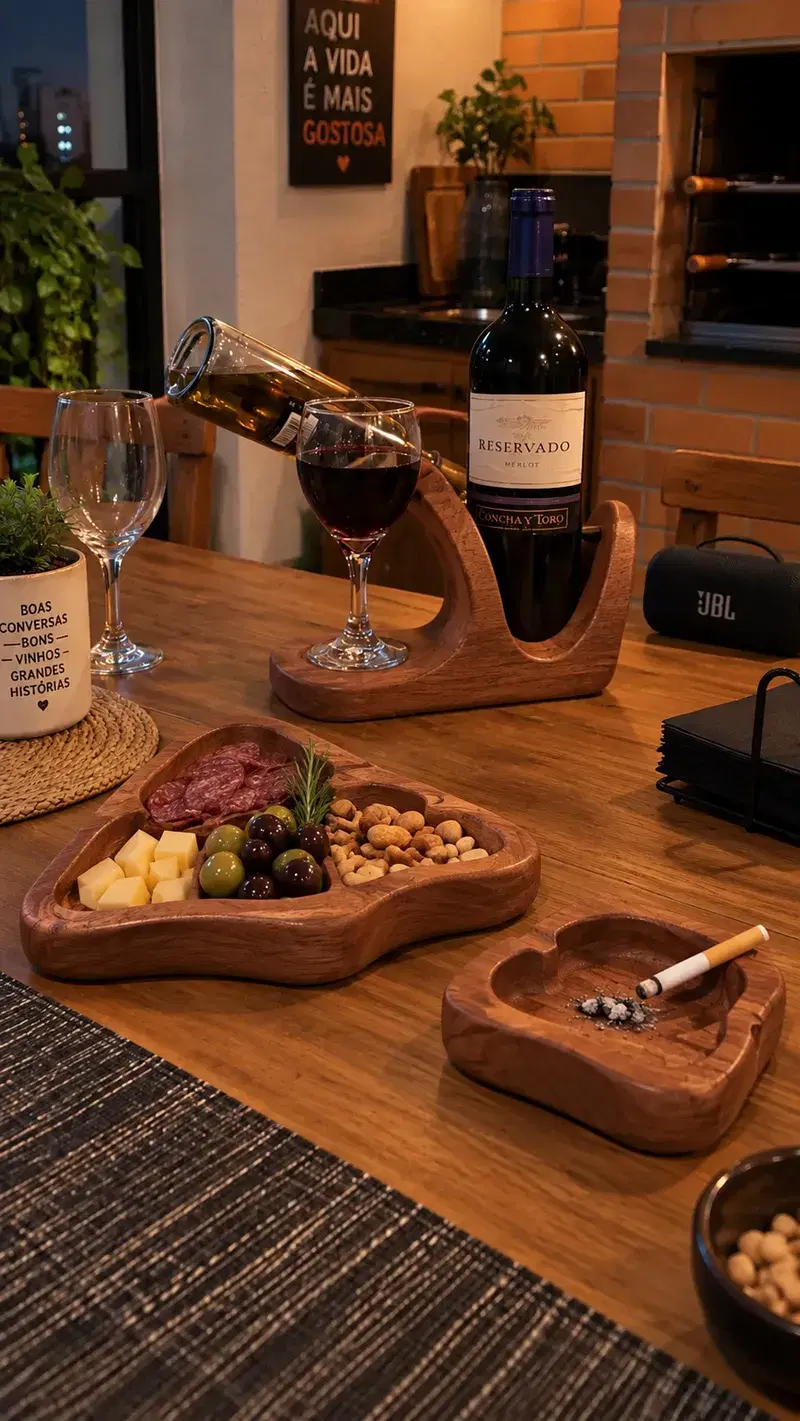 Área Gourmet - Mesa posta rustica