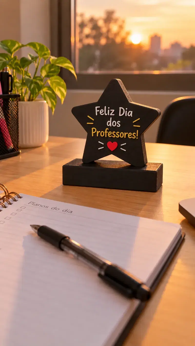 Mesa de quem ensina com toque artesanal