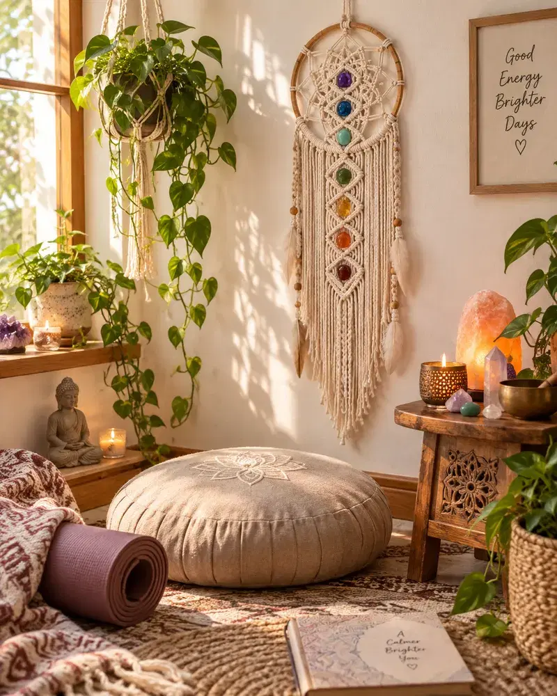 Cantinho Boho e Meditação