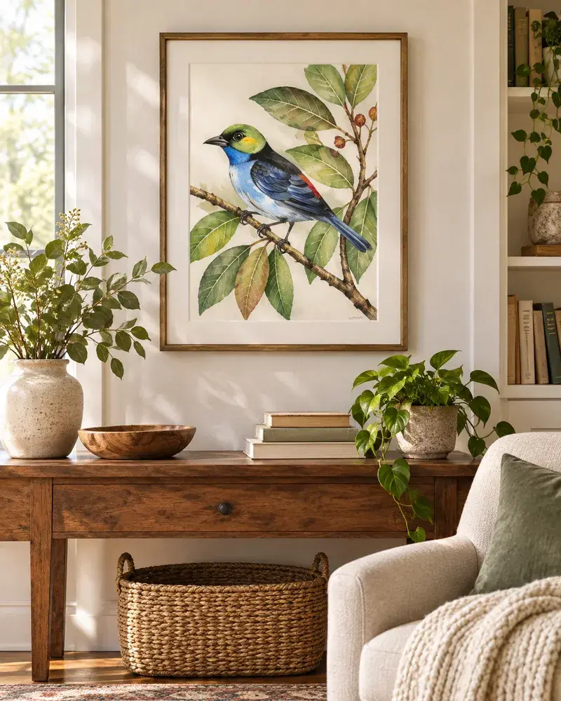 Recanto Aconchegante com Arte Botânica