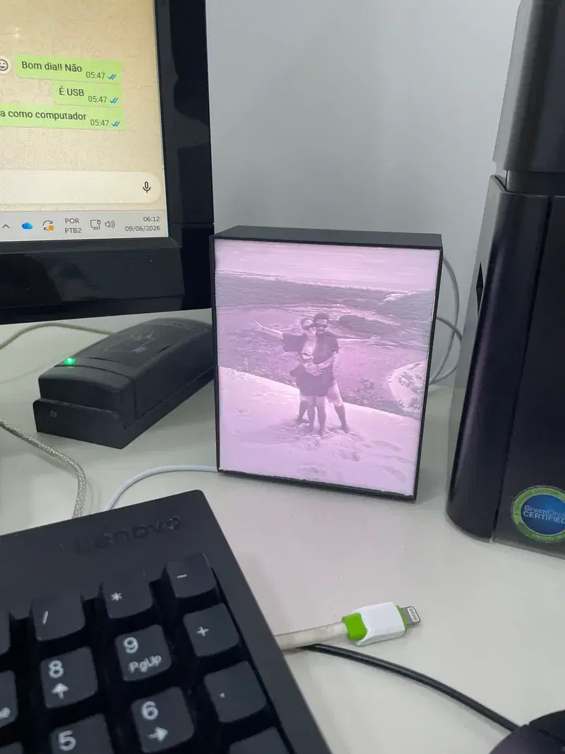 Porta retrato impresso com a sua foto e led