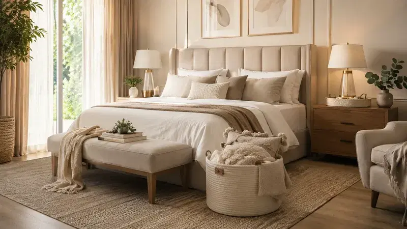 Quarto Aconchegante com Cestaria Artesanal