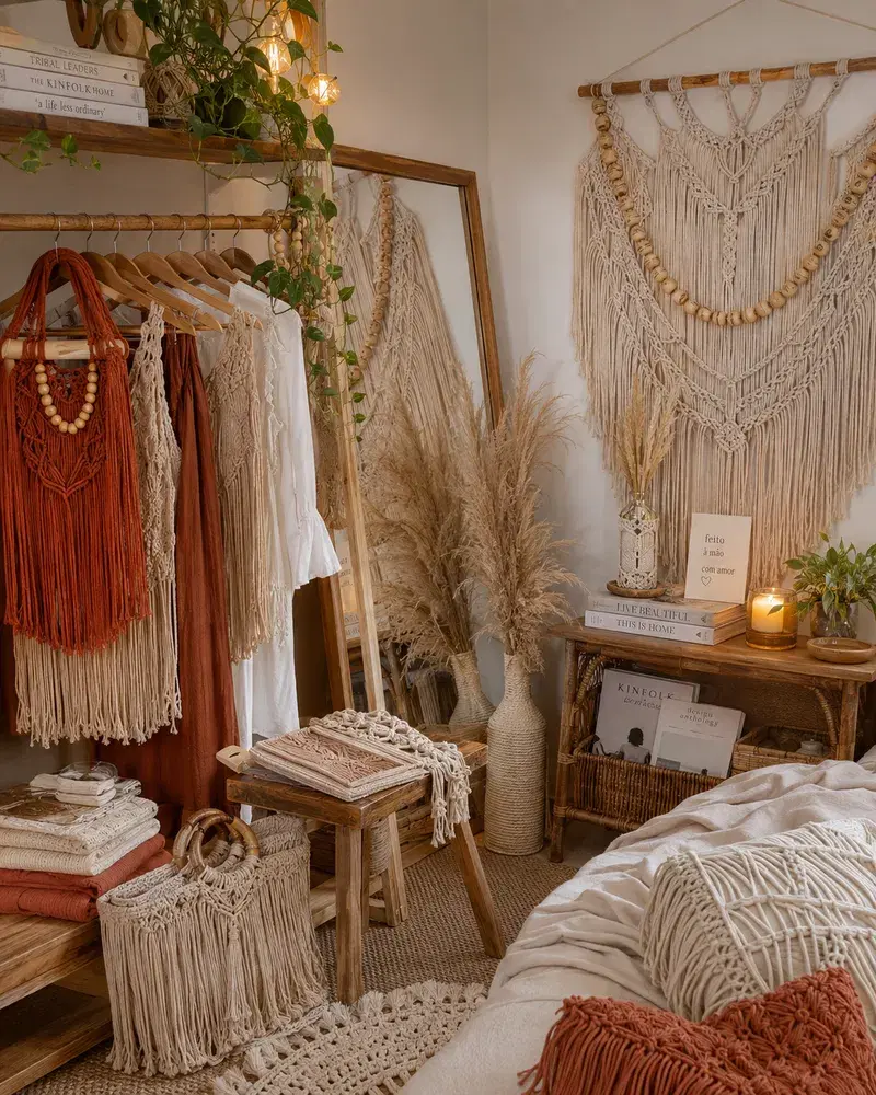Quarto Boho com Macramê Artesanal