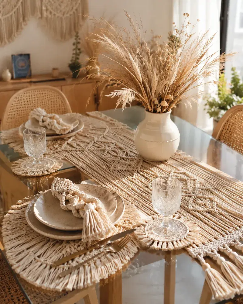 Mesa Posta Boho com Macramê