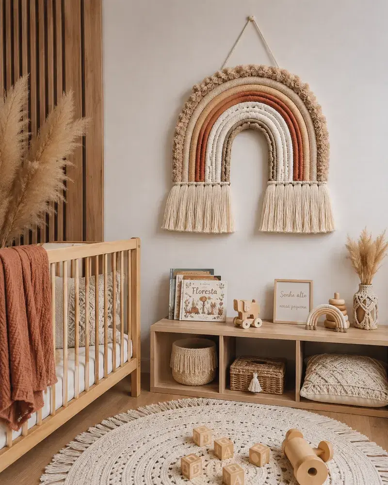 Arco-Íris de Macramê no Quarto Infantil