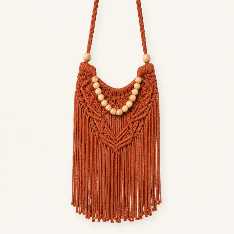 Bolsa de Macramê Terracota Franja