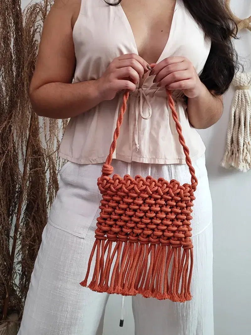 Bolsa de Macramê Terracota